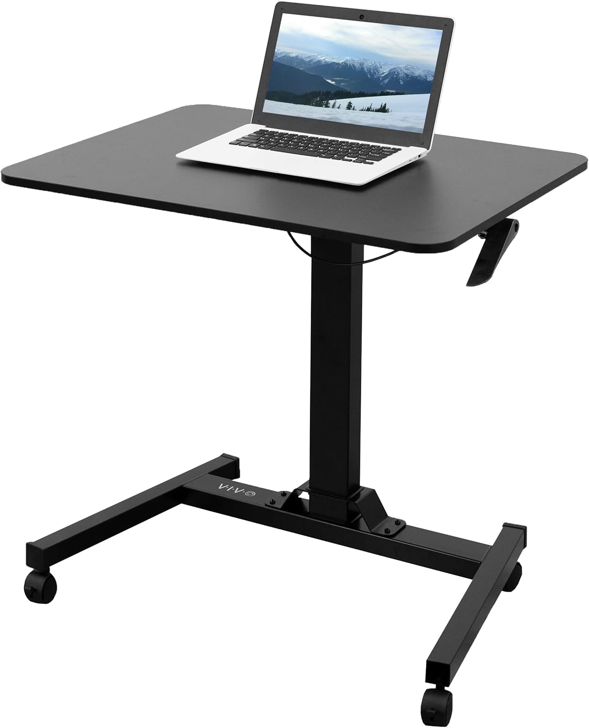 VIVO Mobile 32 inch Sit Stand Laptop Cart, Height Adjustable Rolling Podium, Locking Wheels, Black, CART-V07B