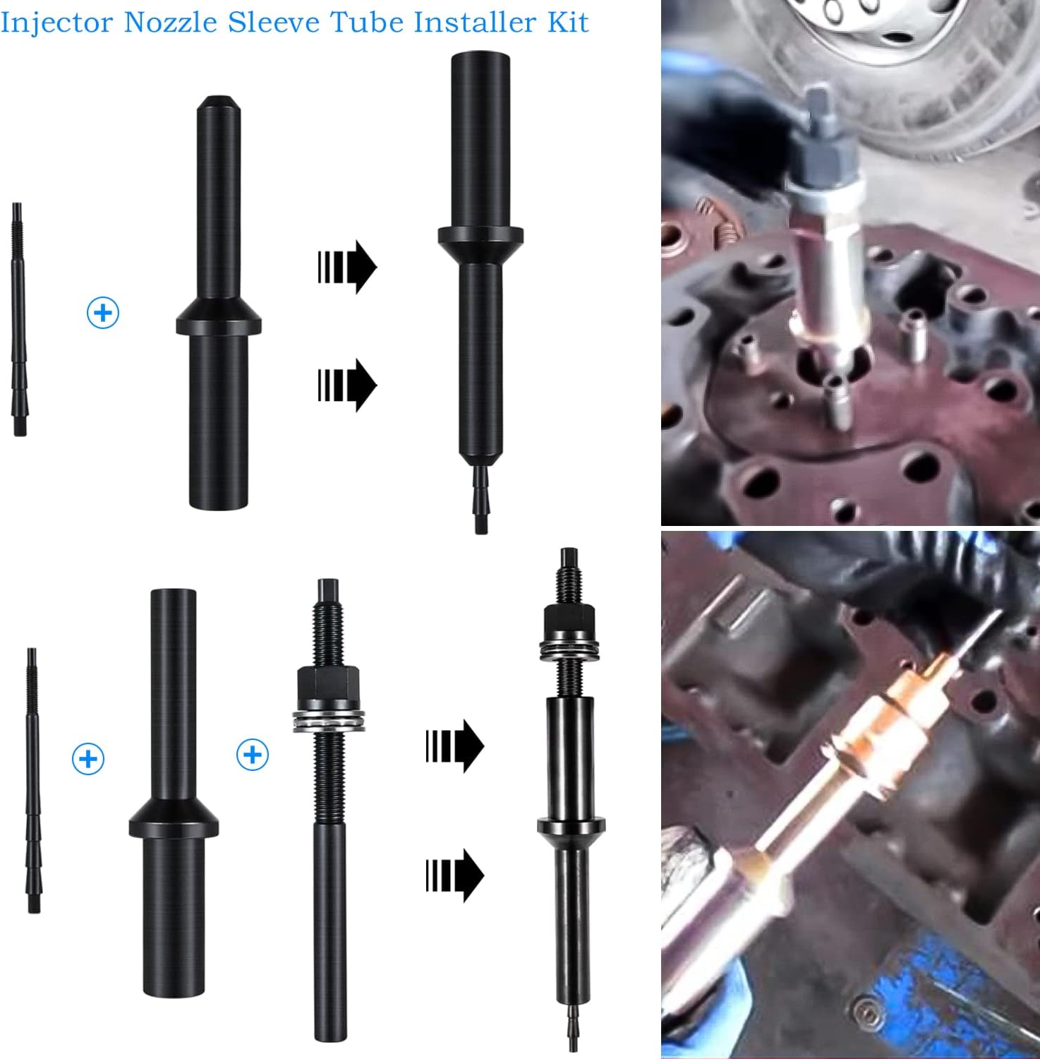 Danti Injector Cup Tools for Volvo d11 d12 d13 d16 FM12,for Mack MP7 MP8 MP10 Engine Injector Nozzle Cup Sleeve Tube Installer Tool Replces 88800387 9986174 88800196 (with Portable Box)