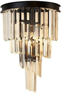 Wall Mounted Light Modern Luxury Crystal Glass Wall Lamp Creative Home Bedroom Bathroom Wall Light Black Wrought Iron Metal Wall Sconce European Indoor Decorations Wall Lightiong E14-30*27cm Rea