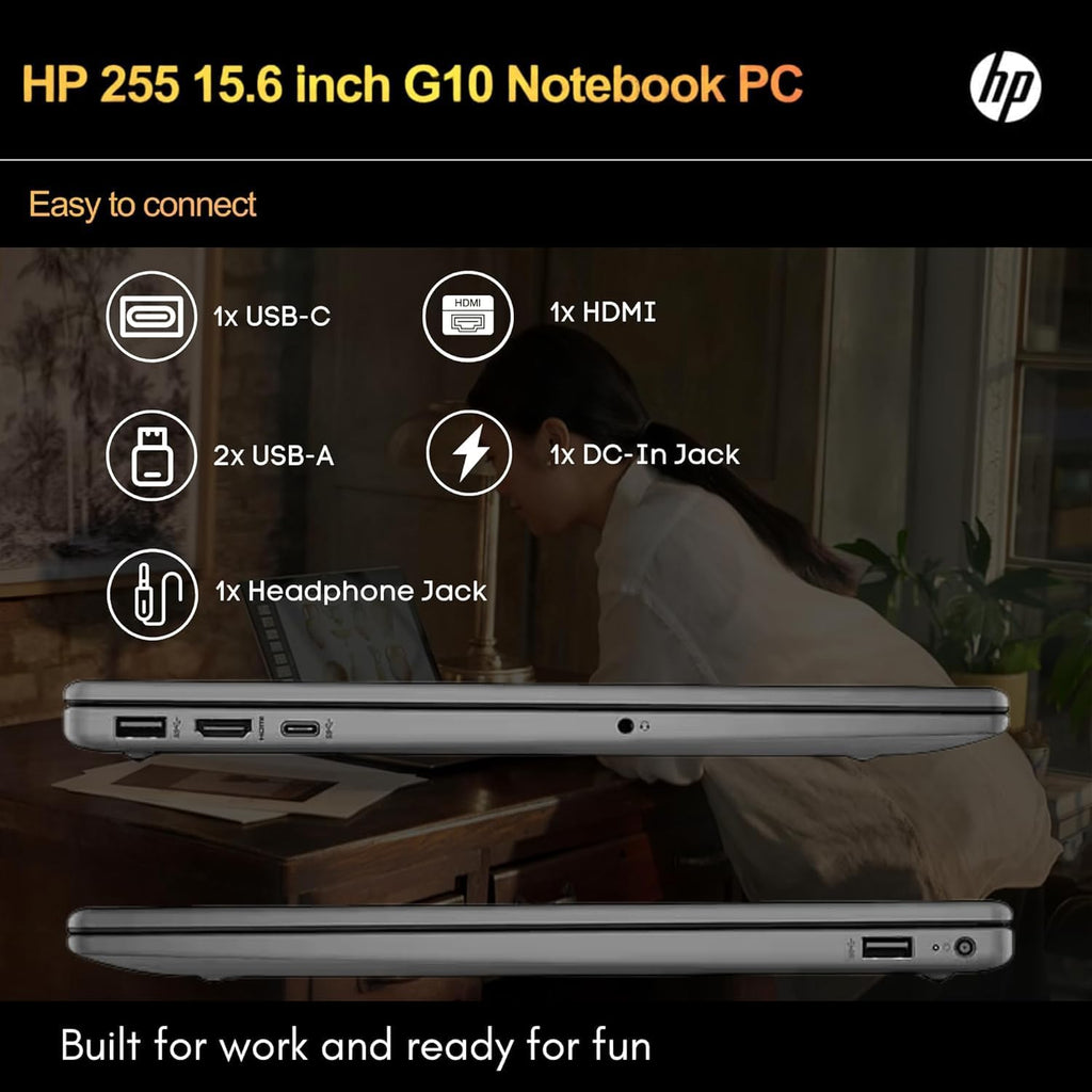 HP 255 G10 Laptop for Home or Work, 16GB RAM, 1TB SSD, 15.6' Full HD, Ryzen 3 7330U (Beat Intel i5-1135G7), HDMI, USB-C, Win 11 Pro (32GB RAM | 1TB PCIe SSD)