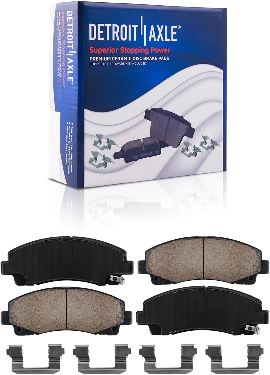 Detroit Axle - Brake Kit for 09-14 Acura TL Drilled Slotted Disc Brake Rotors Ceramic Brakes Pads 2009 2010 2011 2012 2013 2014 Replacement Front Rear Brakes Kit