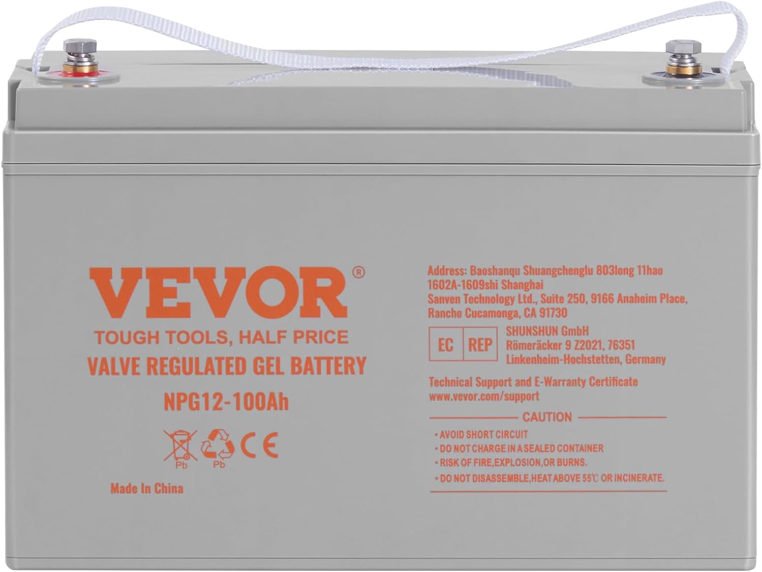 VEVOR Deep Cycle Battery, 12V 100 AH, AGM Marine Rechargeable Battery, High Self-Discharge Rate 800A Current, for RV Solar Marine Off-Grid Applications UPS Backup Power System