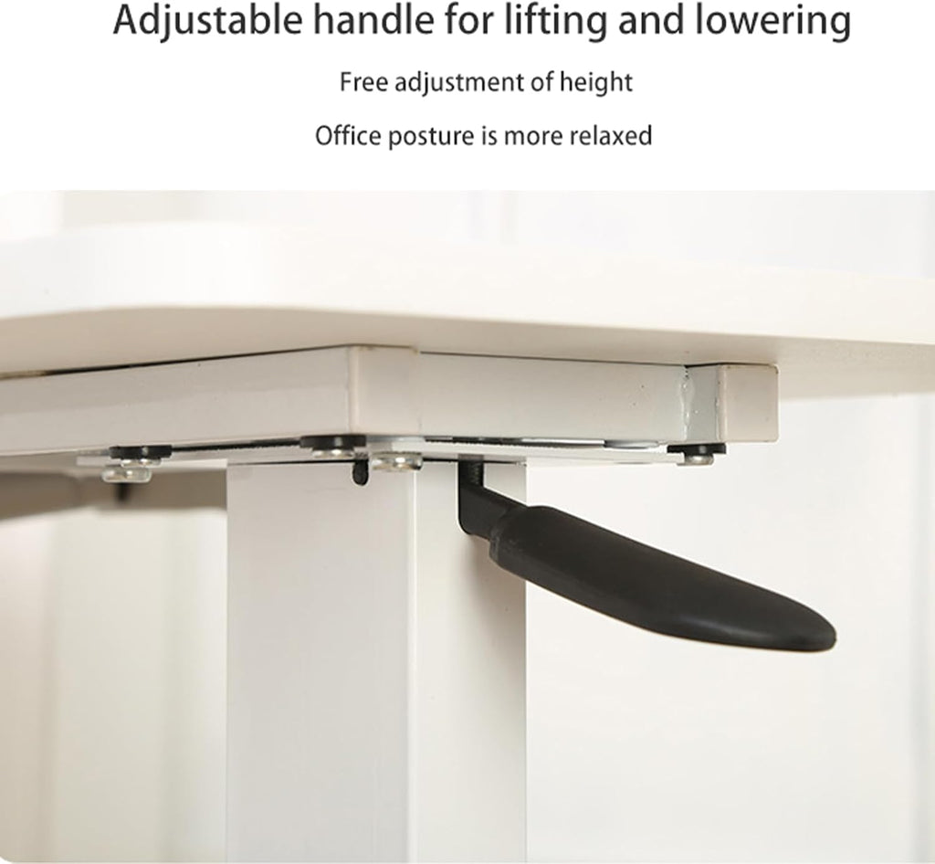 Upgraded Overbed Bedside Desk with Hidden Wheels, Height Adjustable Rolling Laptop Stand with Extended Front Stopper, Tilting Over Bed Table for Bed Sofa, White