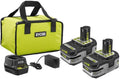 RYOBI 18V ONE+ Lithium+ 3.0 Ah Battery 2-Pack Starter Kit with Charger and Bag P166