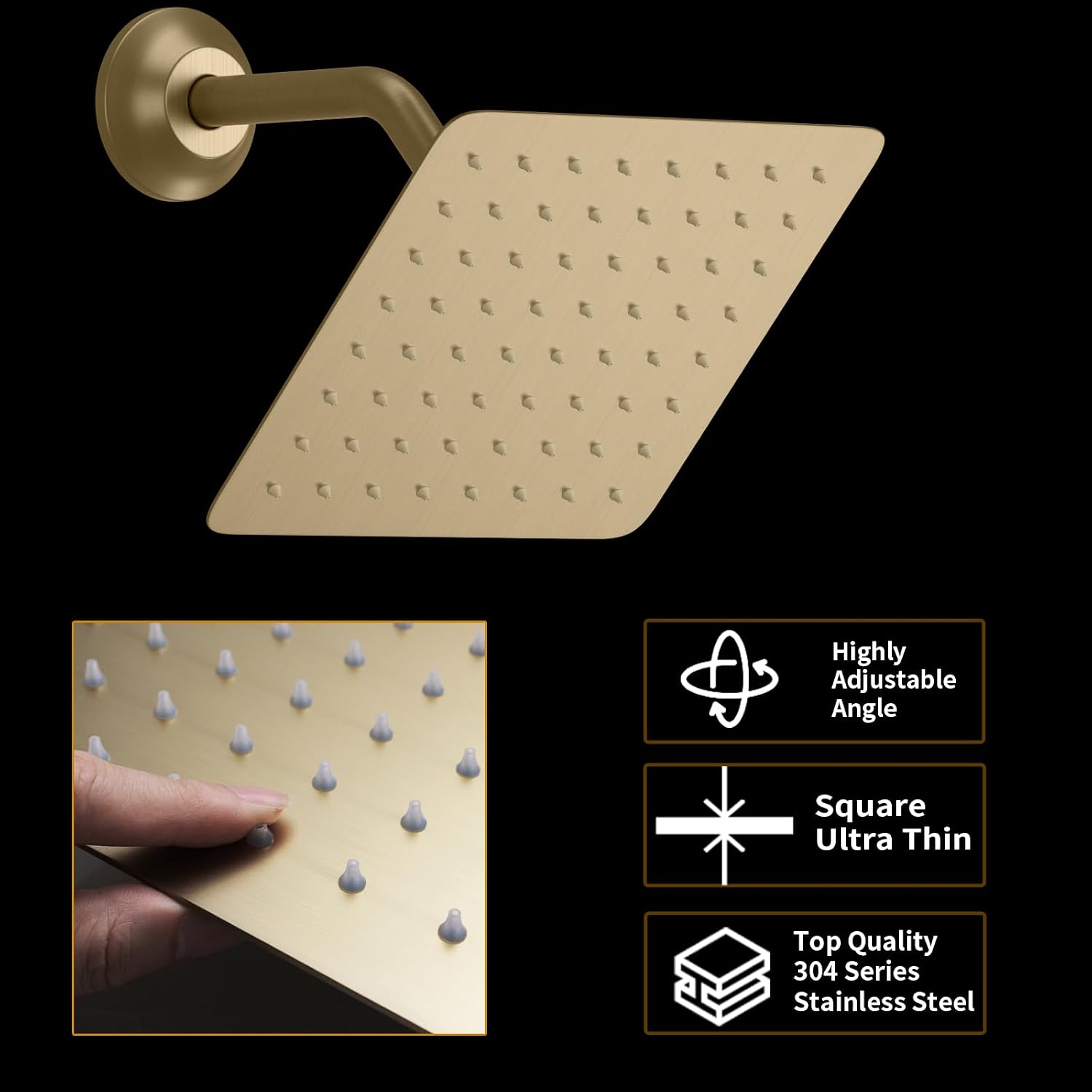 AYIVG Brushed Gold 4 Function Dual Shower Head System 16 X 24 Inch Rainfall Waterfall And 8 Inch Wall Mount With Handheld shower head Digital Display Shower Valve Set