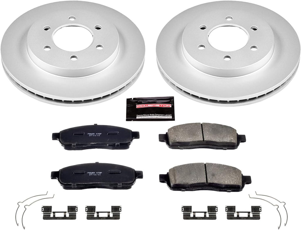 PowerStop Front Brake Kit for Ford F-150 2004-08 | Lincoln Mark LT 2006-08 - Fully-Coated Disc Rotors with Z17 Ceramic Brake Pads Replacement, CRK1943