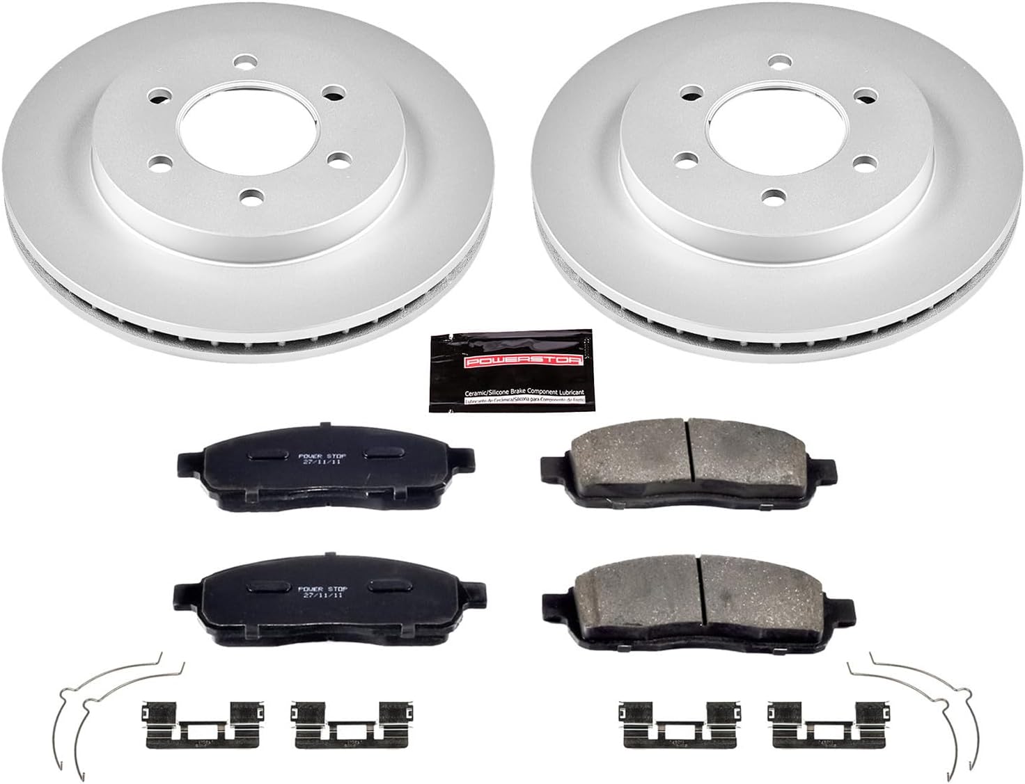PowerStop Front Brake Kit for Ford F-150 2004-08 | Lincoln Mark LT 2006-08 - Fully-Coated Disc Rotors with Z17 Ceramic Brake Pads Replacement, CRK1943