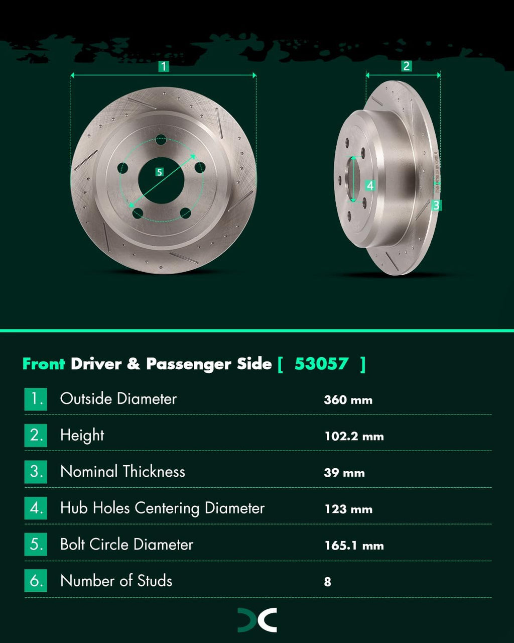 SCITOO Brake Kits For Jeep For Wrangler 2007-2017,For Jeep For Wrangler JK 2018 Front Rear Drilled & Slotted Disc Brakes Rotors and Ceramic Brakes Pads Replacement:53040;53041;D1273-8389;D1274-8390