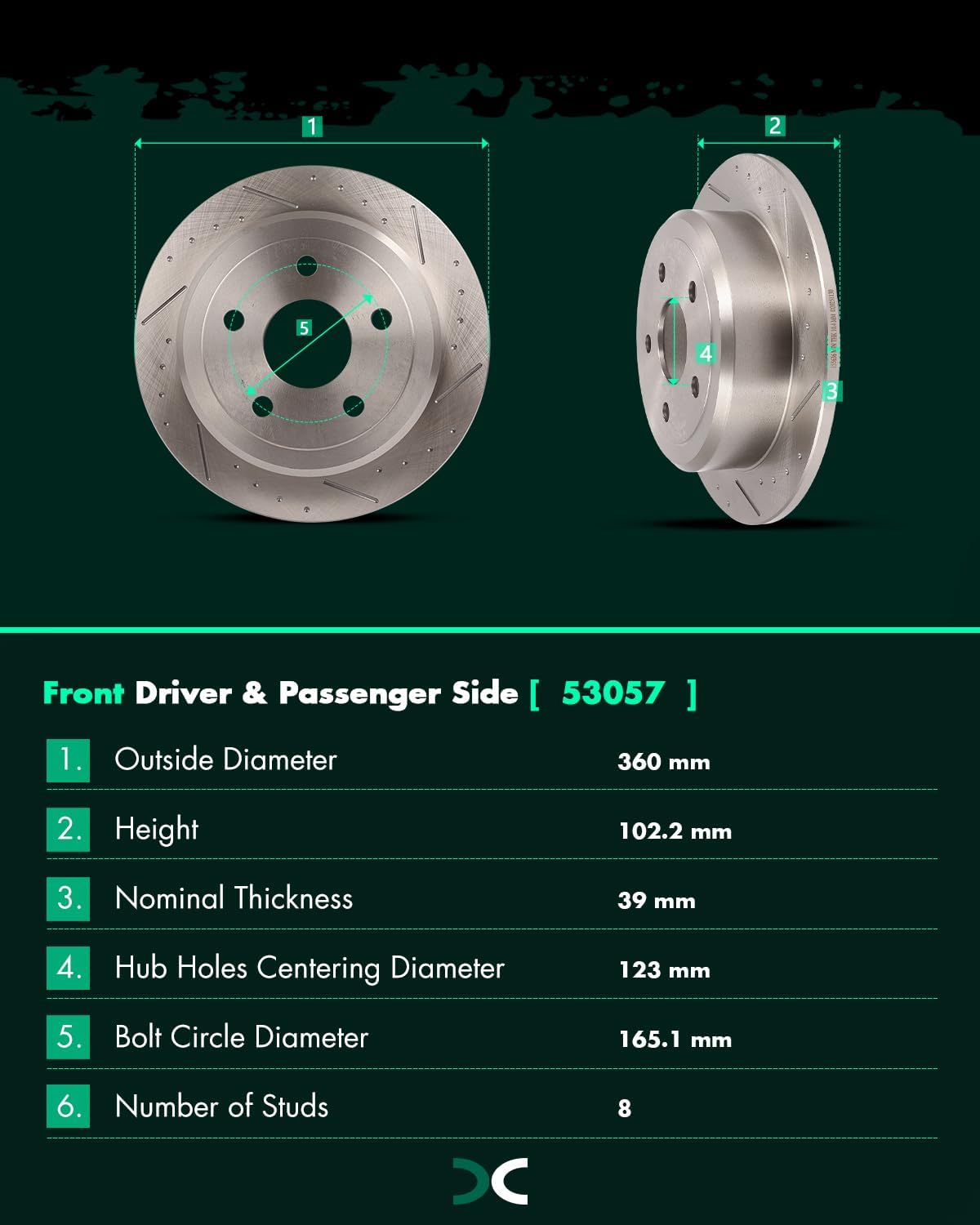 SCITOO Brake Kits For Jeep For Wrangler 2007-2017,For Jeep For Wrangler JK 2018 Front Rear Drilled & Slotted Disc Brakes Rotors and Ceramic Brakes Pads Replacement:53040;53041;D1273-8389;D1274-8390