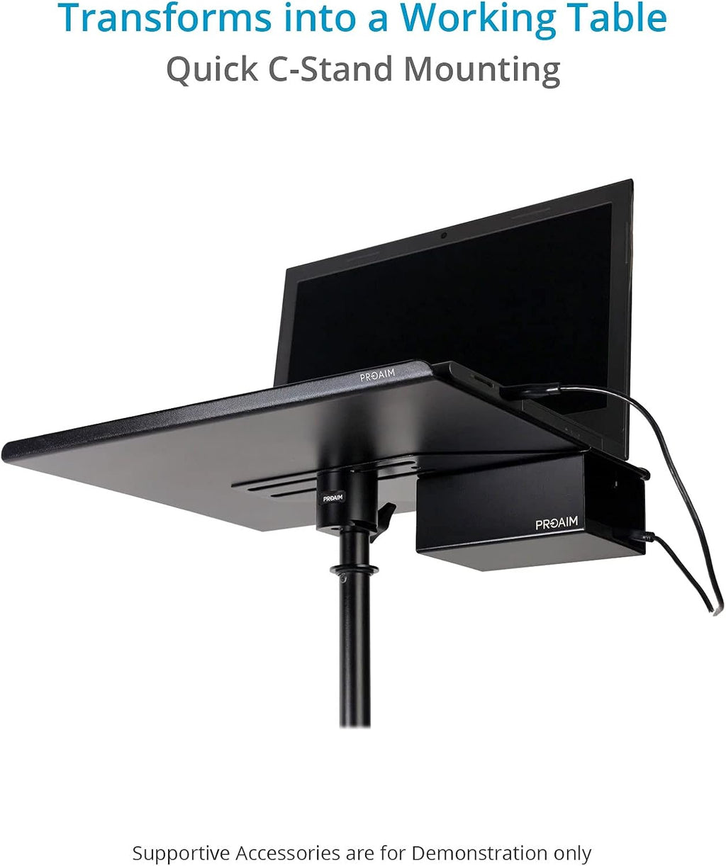PROAIM Universal Laptop Workstation for Tethered Shooting – Size 16x13' Fits All Laptops | Most Affordable Workstation for Photographers, Videomakers & Filmmakers | Aluminum Desk mounts to C-Stand