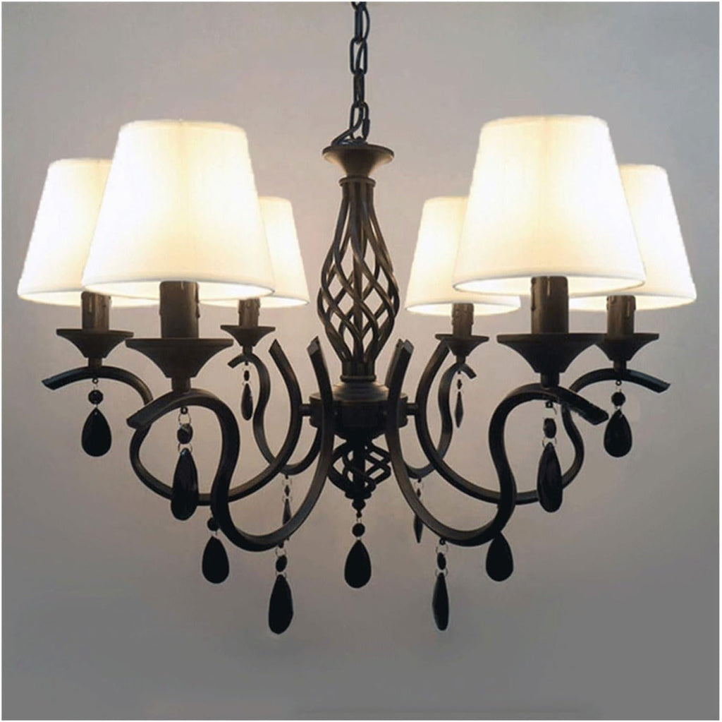 Industrial Pendant Light American Style Minimalist Candle Chandelier European Style Vintage Crystal Pendant Light Wrought Iron Ceiling Lighting Fixture Lamp for Dining Room Bathroom Foyer Living Room