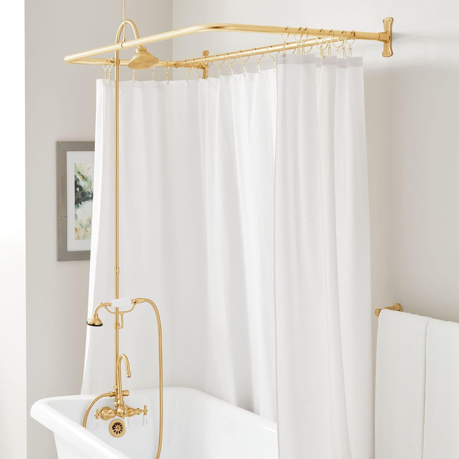 Signature Hardware 483853 Retrofit Showers Trim Package with 4-7/8' Shower Head and Hand Shower Conversion Kit - 60' x 27' Ring - Rough In Included
