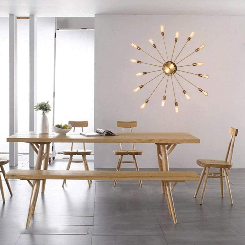 Wrought Iron Chandelier Industrial Wall Lamp Lighting Large 16 Lamp Embedded Bedroom,Chandeliers Light Fixture(Brass)