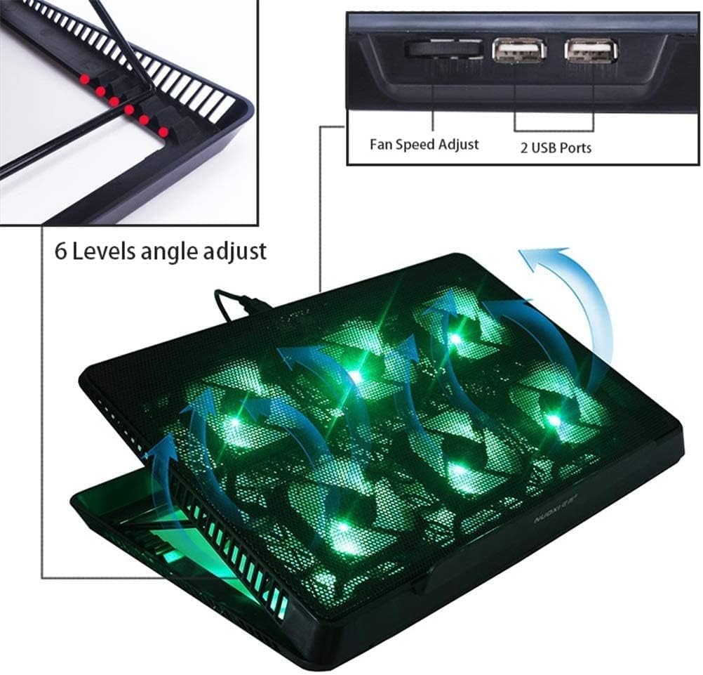 Laptop Cooling Pad Laptop Cooler with 6 Quiet Fans for 15.6 Inch Laptop Cooling Fan Stand Portable Slim USB Powered Gaming Laptop Cooling Pad