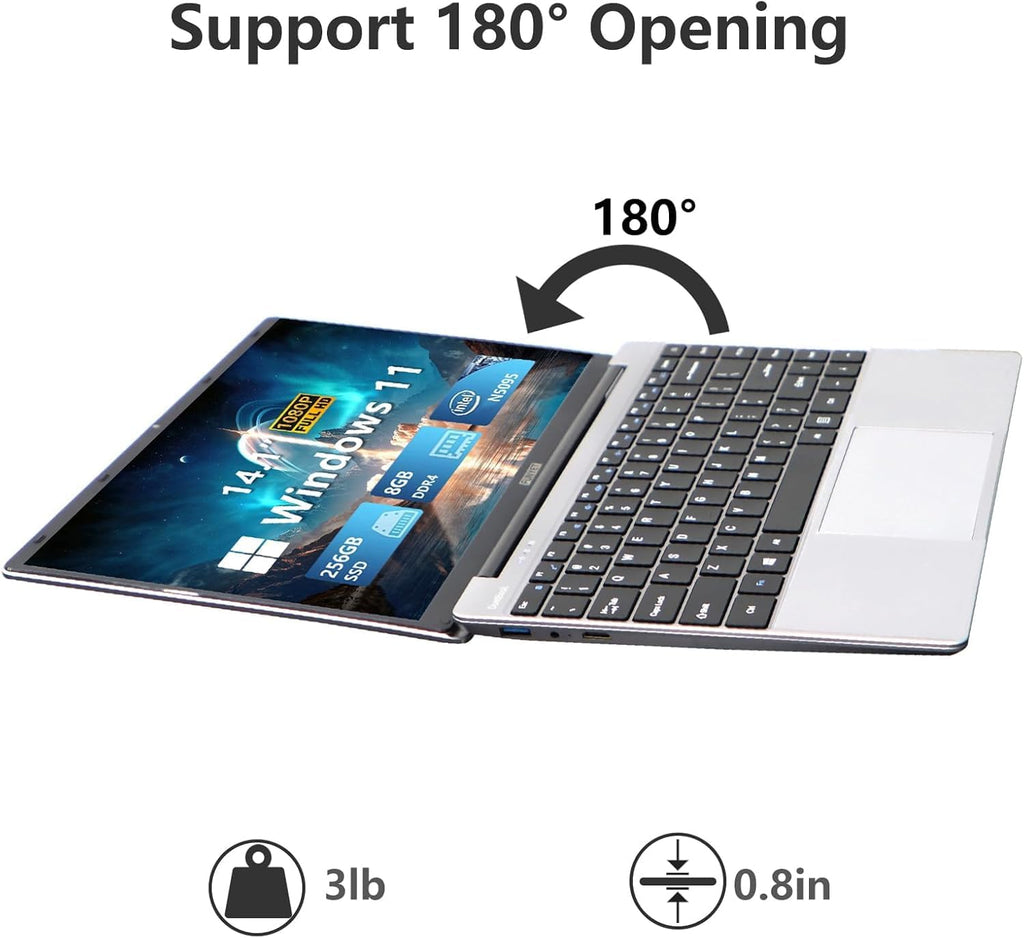 FUNYET Laptop Computer, Gaming Laptops 2026, 14 Inch Lap Top PC Windows 11 Pro, 16GB RAM 512GB SSD, Intel N5095 Processor(up to 2.9 GHz), Office 365, for Business and Students, 2-Year Warranty
