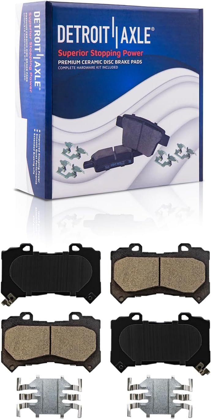 Detroit Axle - Brake Kit for 2015-2020 Chevy Colorado GMC Canyon Drilled and Slotted Disc Brake Rotors Ceramic Brake Pads 2016 2017 2018 2019 Replacement : 12.20' inch Front and 12.76' inch Rear Rotor