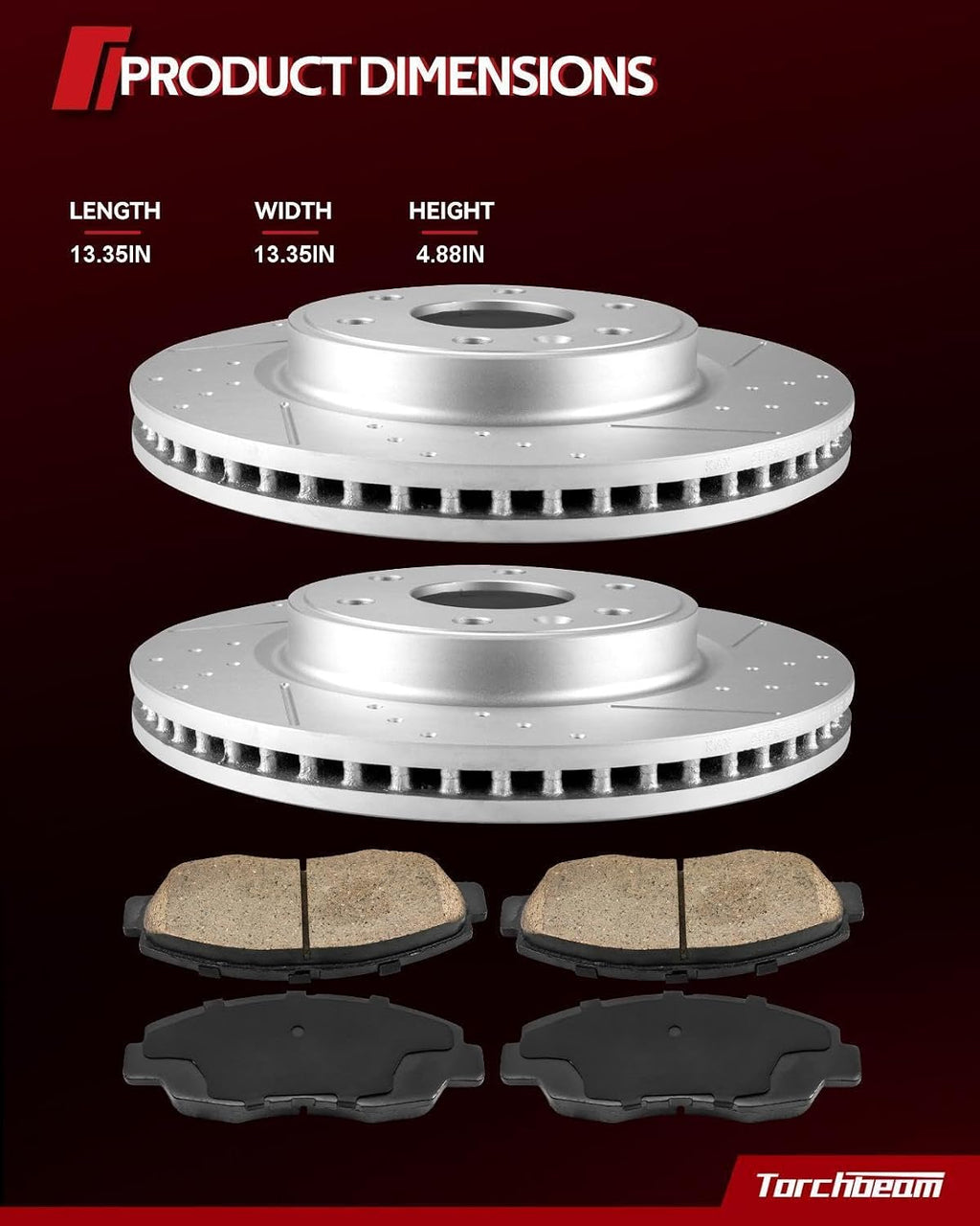 Torchbeam 330mm(12.99 inch) Front Brake kit| Brake Pads and Rotors Kit Compatible with Front For: Chevrolet 2005-2006 Silverado 1500, Sierra 1500,Disc Brake Rotors + Ceramic Pads Kit,6pcs,55097 D1092