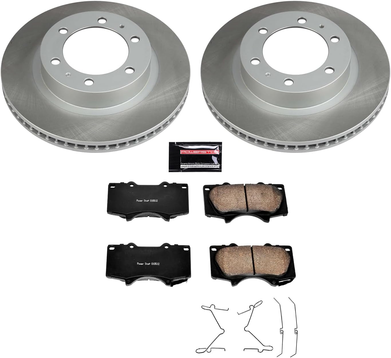PowerStop Front Brake Kit for Toyota 4Runner 2003-09 |FJ Cruiser 2007-14 |Tacoma 2005-23 - Ceramic Brake Pads + Semi Coated Rotors Replacement, SC137
