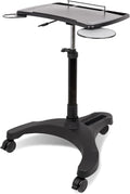 EHO Mobile Laptop Standing Desk Carts on Wheels with Stationery Storage, Pneumatic, Height Adjustable Rolling Stand, Sit to Stand Computer Cart, Workstation for Home, Office, Medical and School