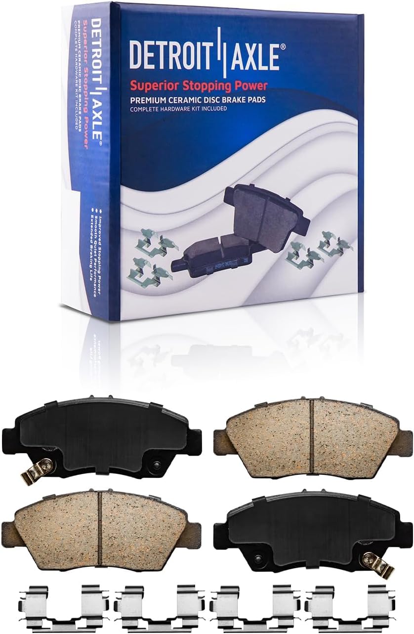 Detroit Axle - Brake Kit for Acura 2002-2006 RSX 2004-2005 Honda Civic, Drilled and Slotted Disc Brake Rotors Ceramic Brakes Pads Replacement : 10.31' inch Front and 10.23' Rear Rotors