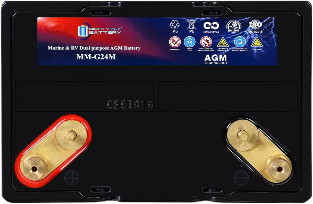 Mighty Max Battery MM-G24M, 12V 90Ah, Group Size 24M Deep-Cycle Marine AGM, Dual-Purpose Starting & Deep Discharge, 550 CCA, 700 MCA, 145 RC, Spill-Proof Maintenance-Free Battery