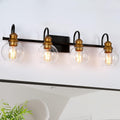 LALUZ Bathroom Vanity Light, 4-Light Black Bathroom Light Fixtures with Oil Rubbed Bronze Finish, Modern Farmhouse Vanity Lights with Clear Globe Glass Shade (L 29.5' x W 7' x H 9')