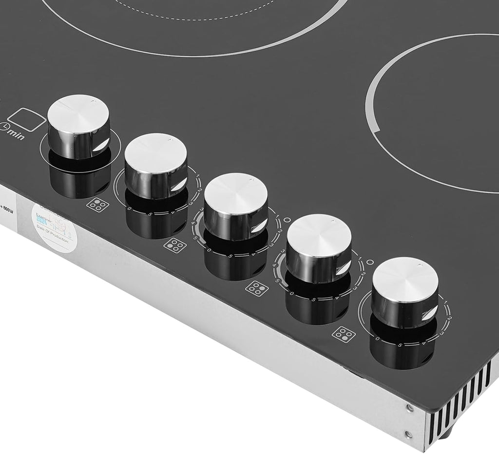 4 Burner Electric Cooktop, 23.6 Inch Touch Control Electric Stove Top with 5 Heating Level & Overheat Protection, Child Lock, 1 Waterproof Tape, Countertop/Embedded Mount Electrics Stovetop Burner