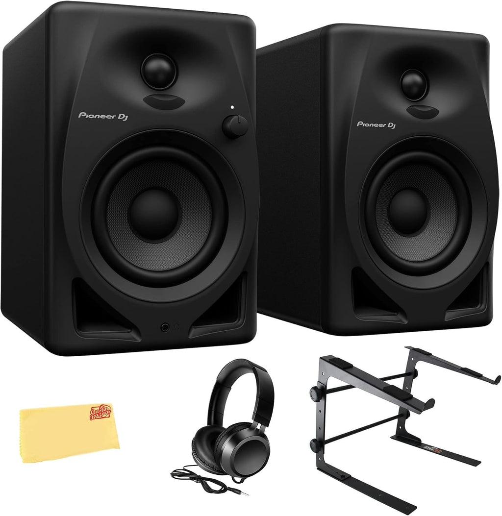 Pioneer DM-40D 4-inch Black Desktop Monitor Bundle with Headphones, Laptop Stand, and Austin Bazaar Polishing Cloth