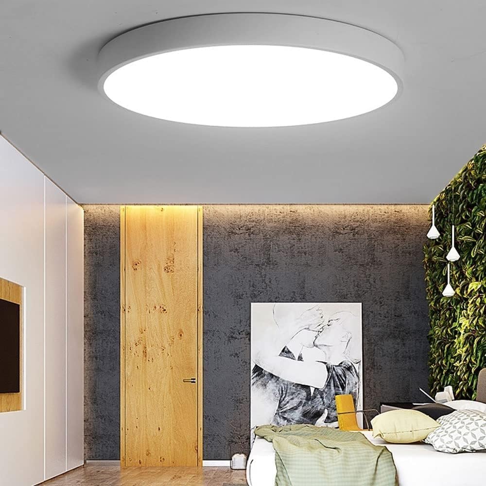 OJRGG LED Flush Mount Ceiling Lamp Modern White Black Round Ceiling Light Creative Thin Wrought Iron Ceiling Light Fixture for Living Room Bedroom Dining Room Kitchen Hallway Entry Foyer(White,40cm)