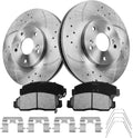 Front Rotors Kit Compatible With 2003-2012 Honda Accord(300mm 11.81in ONLY), 1999-2008 Acura TL, Automotive Replacement Brake Pads Kits 31275 D1506-7656 Drilled And Slotted Rotors