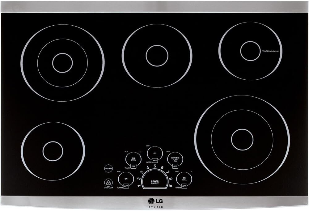 LG Studio 30 in. Radiant Electric Cooktop in Stainless Steel with 5 Burner Elements and SmoothTouch Controls LSCE305ST
