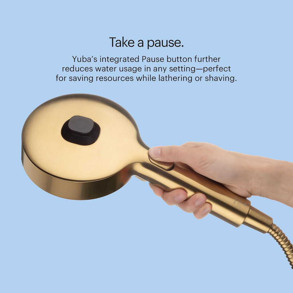 Brondell Nebia Yuba HaloNetic Double Dock Magnetic Handheld Shower Head, 60' Stainless Steel Hose, 5-Setting, Matte Gold