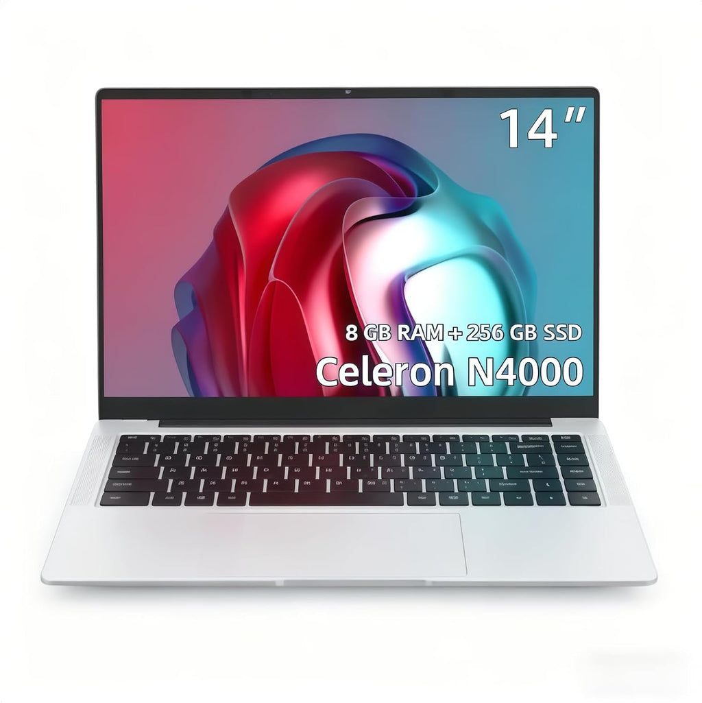 14 inch Laptop Computer Celeron N4000 8GB RAM 256GB SSD CPU up to 2.6GHz 1920 * 1080 IPS Display Laptop PC WiFi 2.4/5G, BT 5.0, USB 3.0, Mini HDMI,Laptops for Students,Business Work