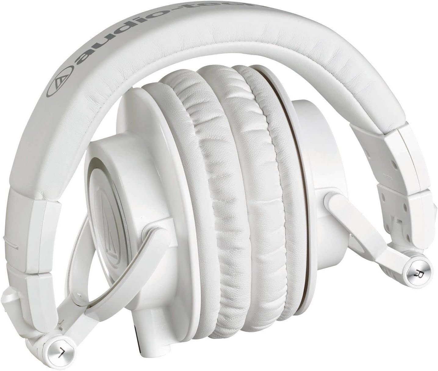 Audio Technica ATH-M50X White Professional Studio Monitor Headphones Wired Bundle with 3 Detachable Cables, 25ft Headphone Extension Cable, Adapter, Pouch and Instrument Polishing Cloth