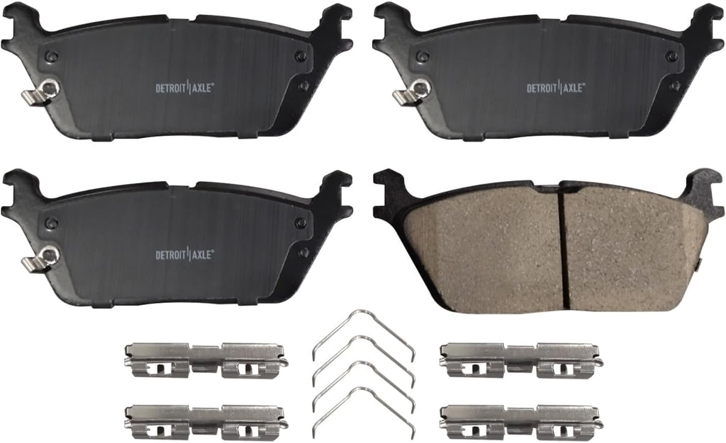 Detroit Axle - Brake Kit for 2019-2025 Ram 1500 Drilled and Slotted Disc Brake Rotors Ceramic Brakes Pads with Hardware 2020 2021 2022 2023 2024 Replacement