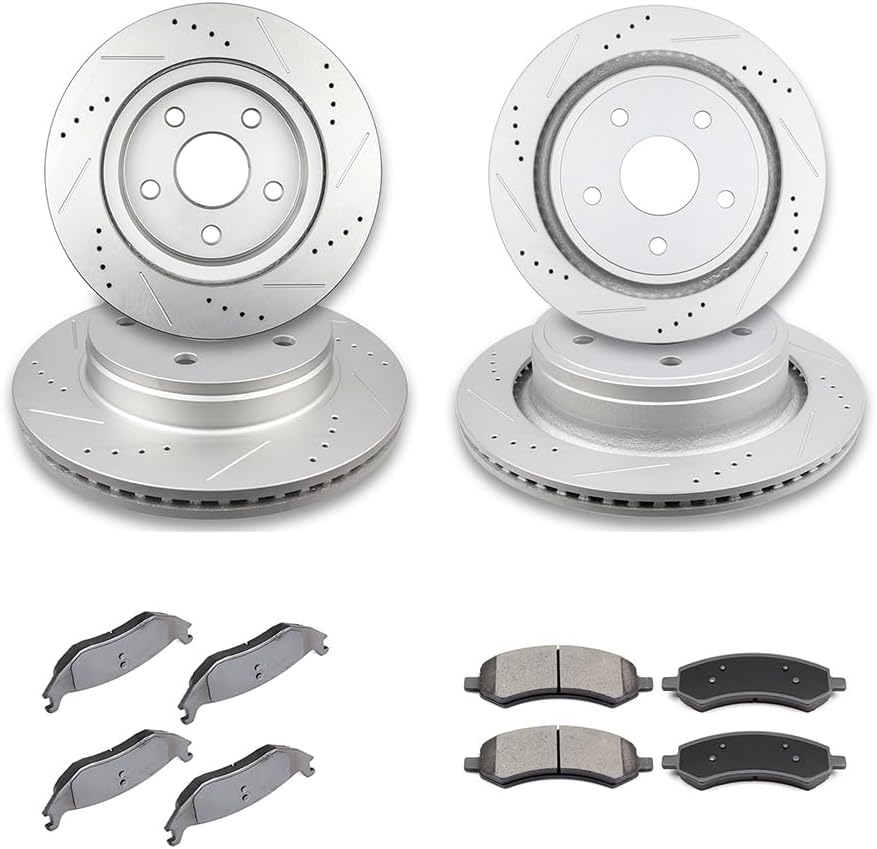 SCITOO (Front 336 mm Rear 352 mm) Brake Rotors (5 Lugs) and Pads Kits Fit For Chrysler Aspen 2007-2009,For Dodge For Durango 2007-2009,For Dodge Ram 1500 2006-2010,For Ram 1500 2011-2018