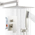 Shower System Shower Faucet Set, STARBATH 8' Wall Mount Rain Shower Head and Handheld Spray for Two Person, Rainfall Shower System with Diverter Valve and Trim Kit Complete,Brushed Nickel