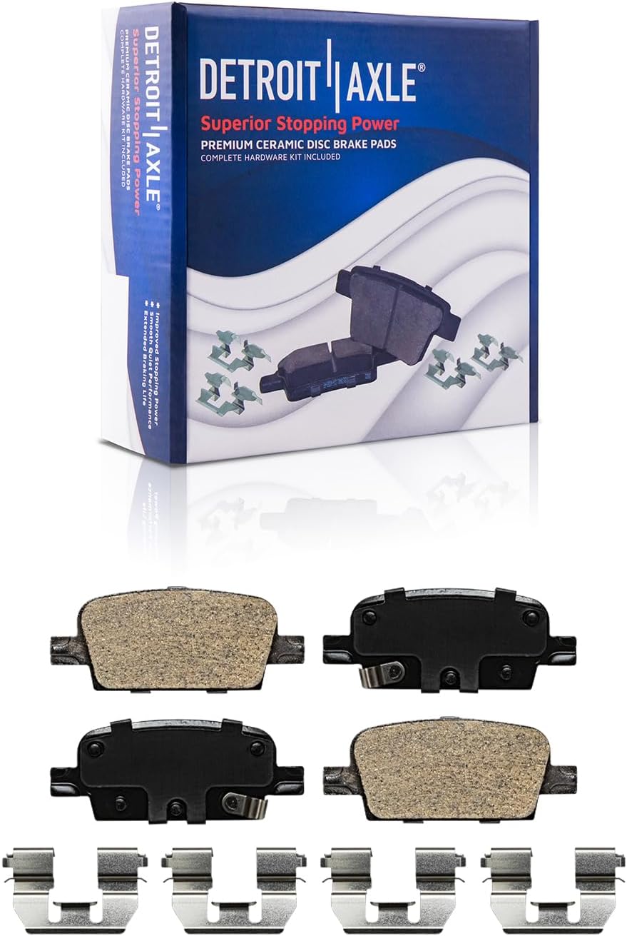 Detroit Axle - 10pc Brake Kit for 2017 2018 Chevy Malibu [with Manual Parking Brake], Disc Brakes Rotors Ceramic Brake Pads Replacement: 11.81' inch Front and 11.34' inch Rear Rotor