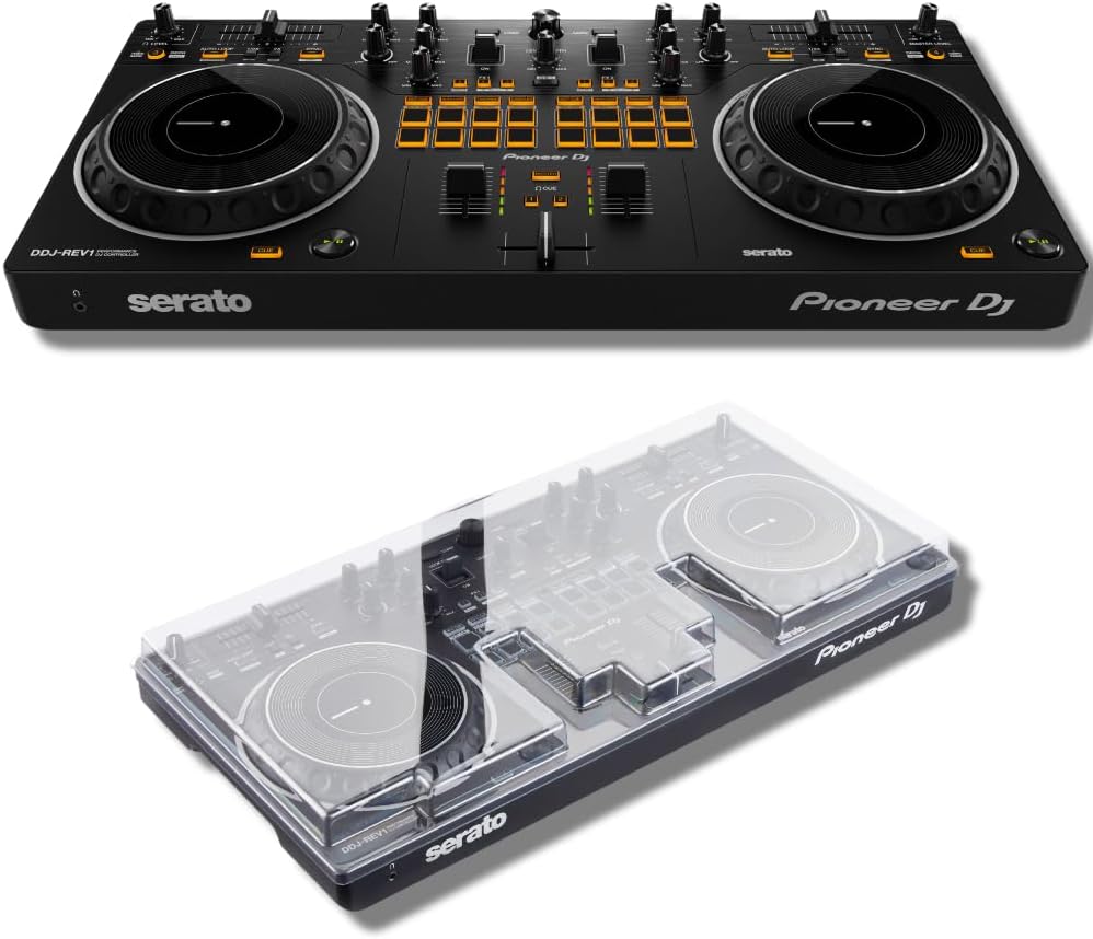 Pioneer DDJ-REV1 2-deck Serato DJ Controller with Decksaver DSLE-PC-DDJREV1 Pioneer DDJ-REV1 Cover - Light Edition