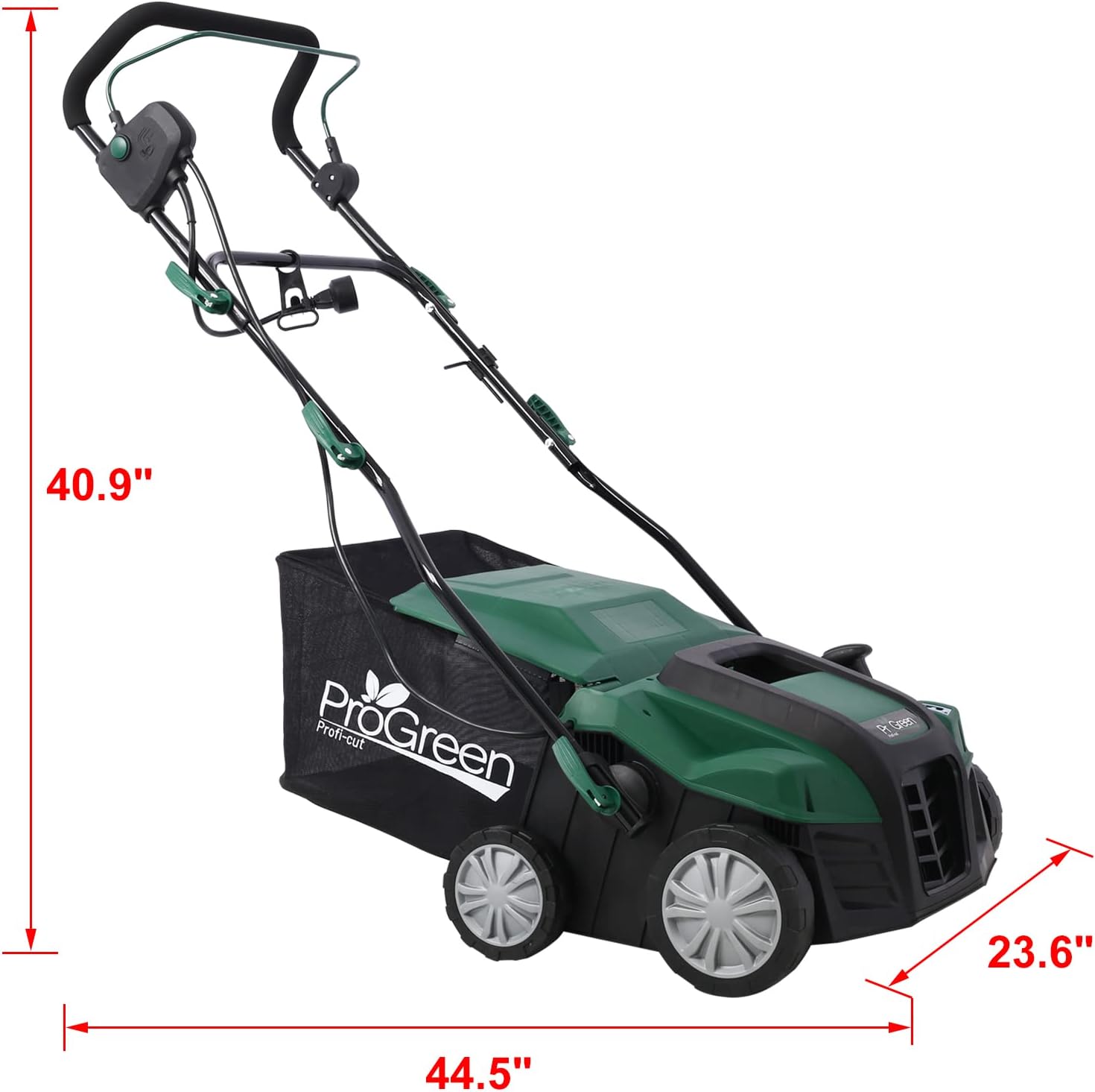 2-in-1 16' Walk Behind Scarifier, 15 Amp Electric Dethatcher Scarifier, Lawn Dethatcher for Yard Lawn Garden Care, Removable Collection Bag Extra Large 58QT (16 inch)