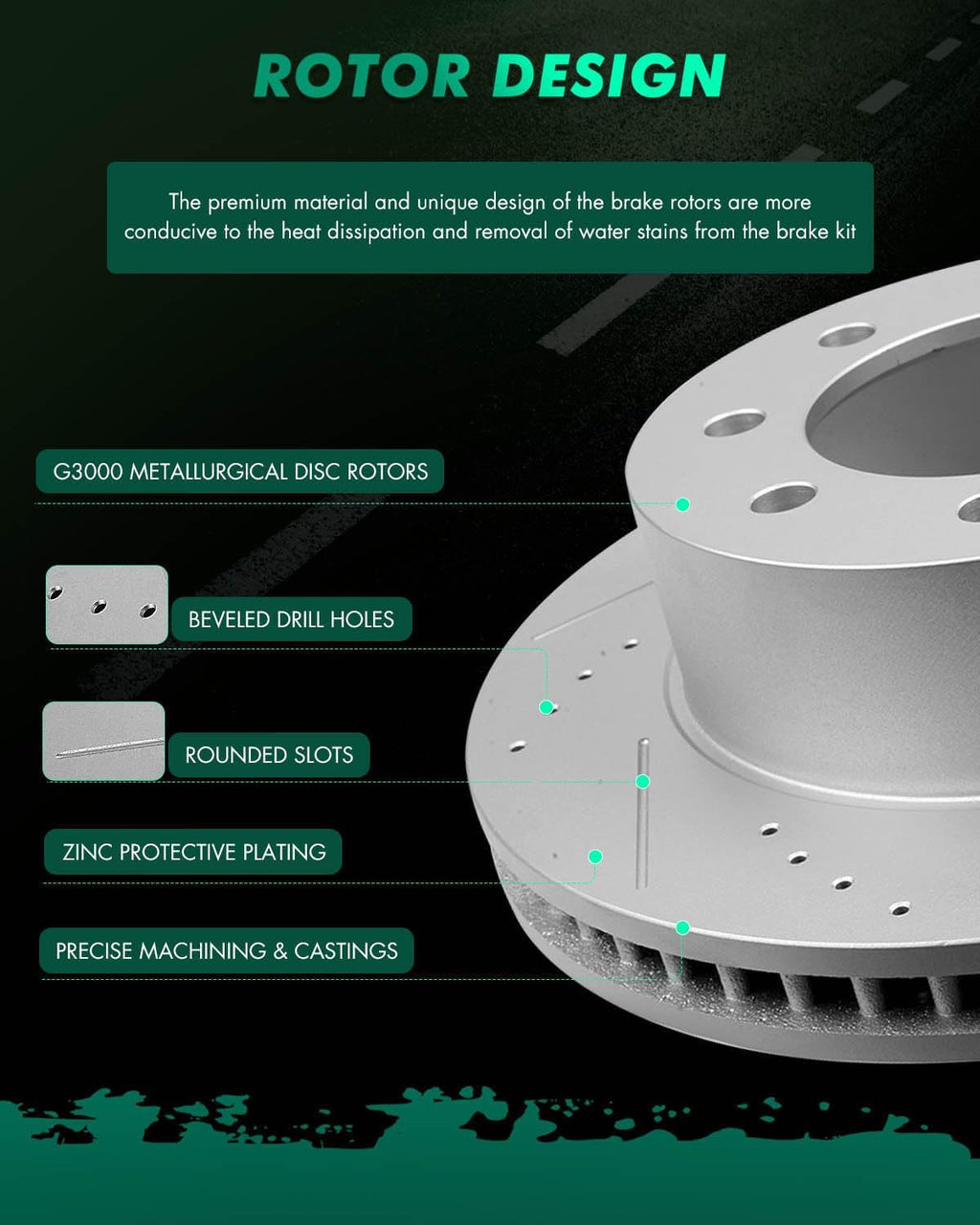 SCITOO Brake Kit Front Brake Rotors and Ceramic Brake Pads fit for 2006-2008 for Dodge for Ram 1500,2003-2008 for Dodge for Ram 2500,2003-2008 for Dodge for Ram 3500