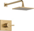 Delta Vero 14 Series Rain Shower Faucet Set, Brushed Gold Shower Head and Handle Set, Valve Trim Kit, Champagne Bronze T14253-CZ-WE (Valve Not Included)