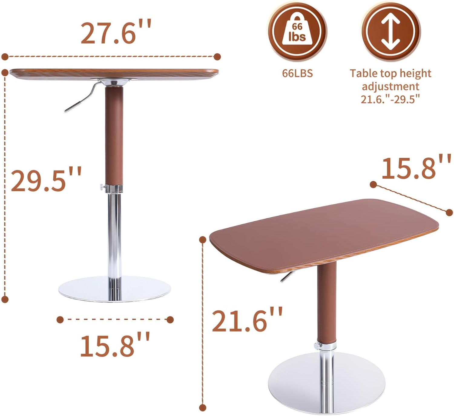 TV Trays for Eating on Couch, Adjustable Height 360° Swivel TV Tray with Saddle Faux Leather Top, Heavy Duty Snack Table for Sofa Bed Recliner, C Shaped Side Table for Laptop Dinner Small Spaces