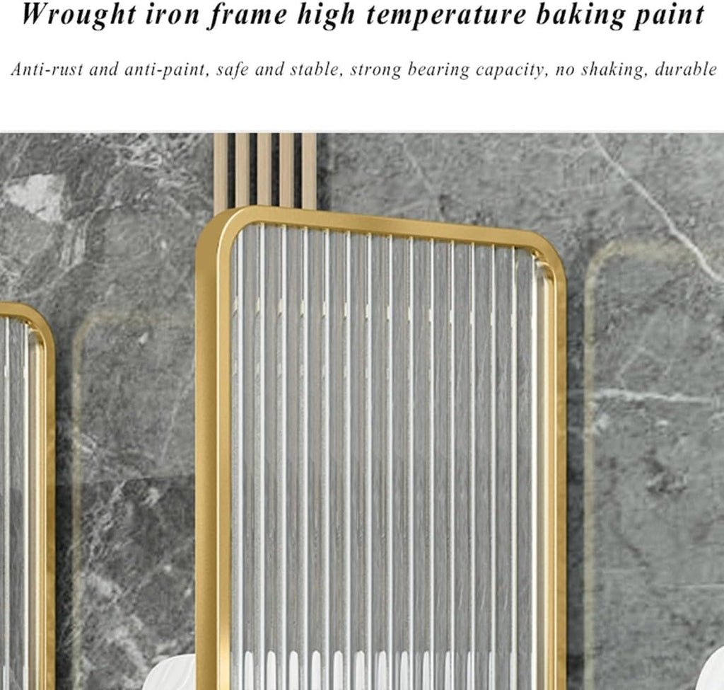 Urinal Privacy Screen Toilet Partition, Wall-Mounted Wrought Iron Tempered Glass Urinal Barrier Divider Partition for Public Space, Bathroom, Hotel (Color : Schwarz) (Gold)
