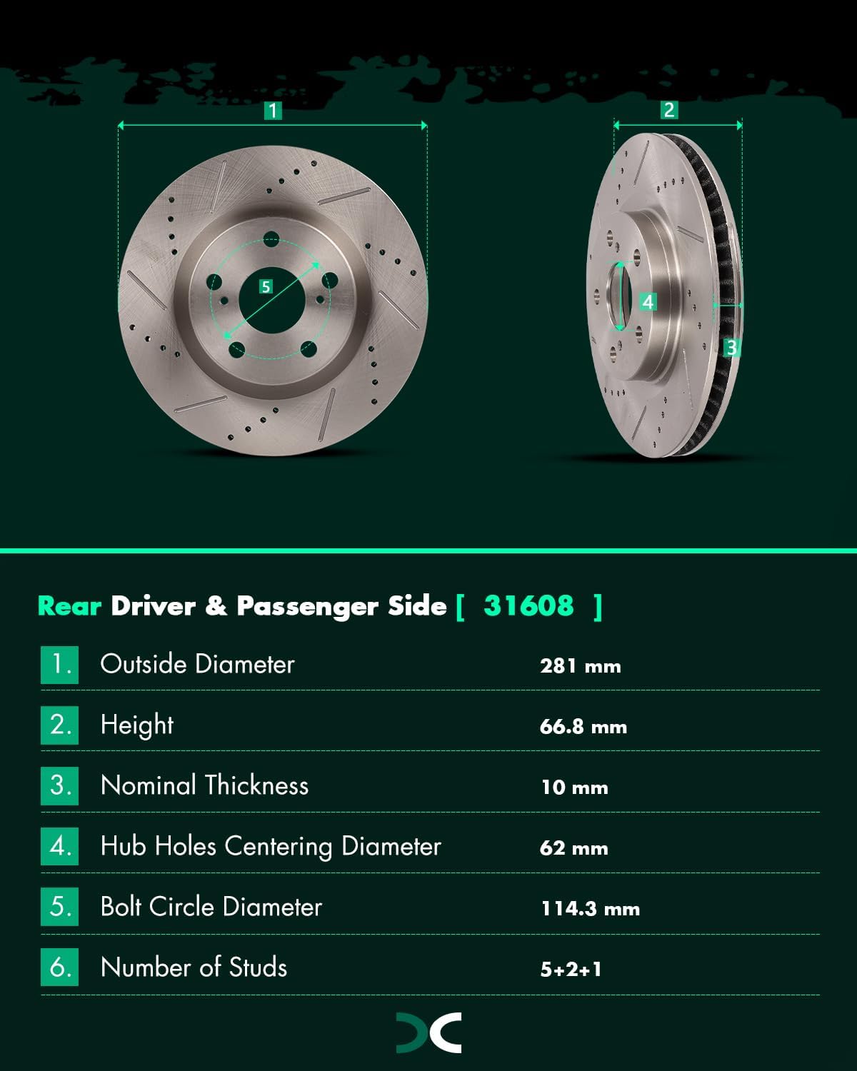 SCITOO Brake Kits For Lexus For ES300h/For ES350 2013-2018,For Avalon 2013-2018,For Camry 2012-2017 Front Rear Drilled & Slotted Disc Brakes Rotors and Ceramic Brakes Pads 31434;31608;D1293;D1212
