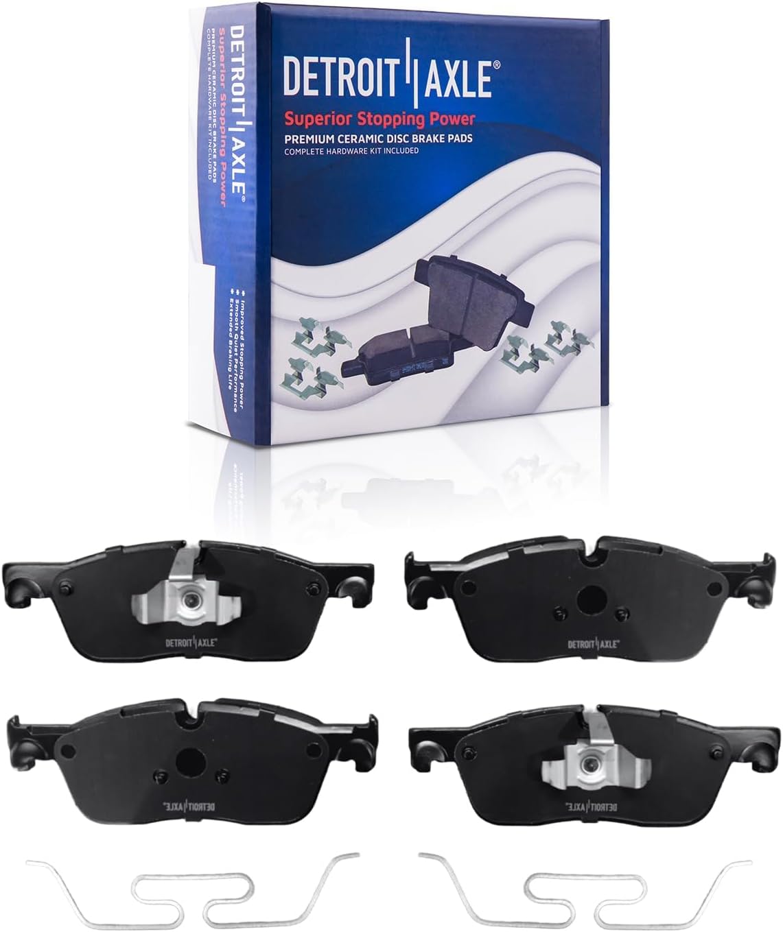Detroit Axle - 8pc Brake Kit for 2015-2019 Land Rover Discovery Sport 2021 Jaguar E-Pace 12.80' inch Front and 11.81' inch Rear Drilled and Slotted Disc Brake Rotors Ceramic Brakes Pads Replacement