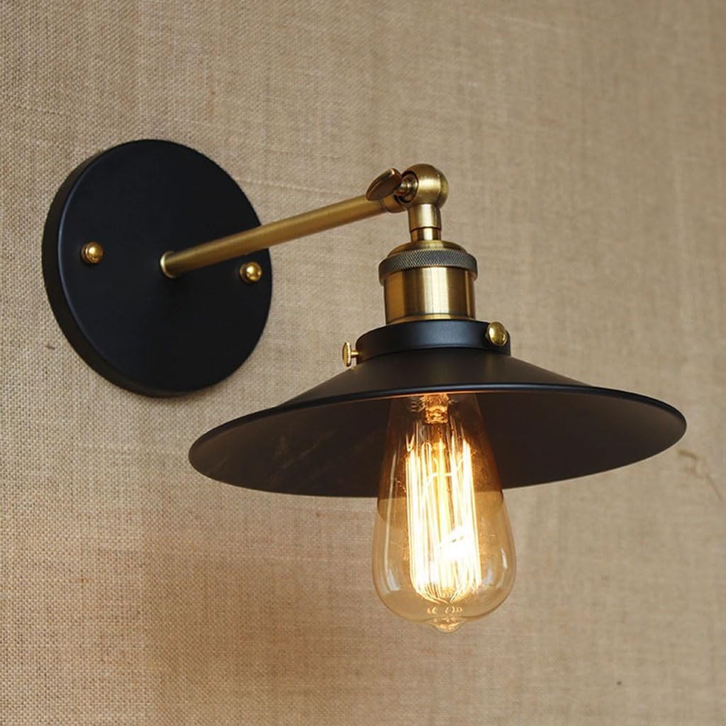 Wall Lamp Bathroom Lighting Wrought Iron Bedroom Lighting Retro Wall Lamps Simple Personality Creative Wall Lamps Outdoor Wall Lamps Wall Lamp for Bedroom(Black)