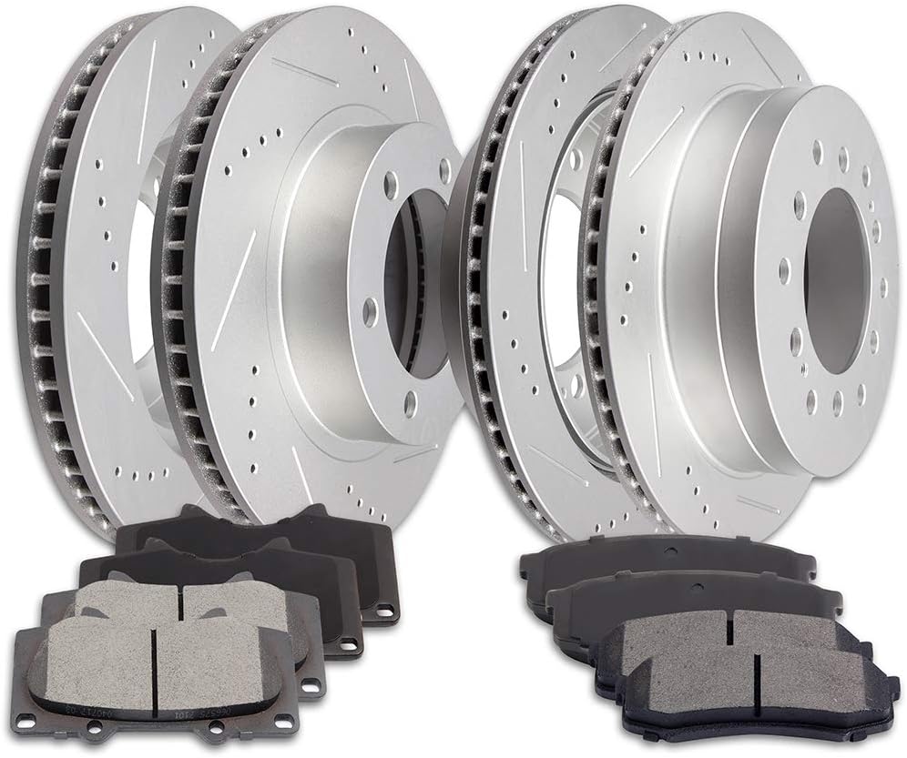 SCITOO Brake and Rotors Kits,4pcs Brake Rotors and 8pcs Ceramic Brake Pads fit for 2003-2009 for Toyota 4Runner,2007-2009 for Toyota FJ Cruiser