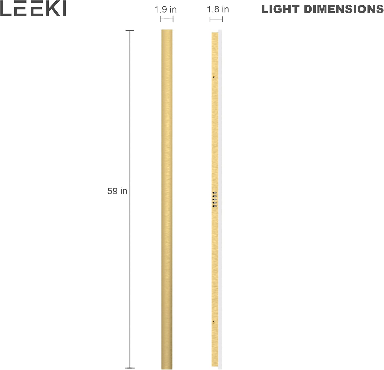 LEEKI - 60 Inches Modern Outdoor Light Fixture - Rectangular Exterior Light Fixture - 45W 3000K - IP65 Anti Rust - Gold - Sconces Wall Lighting