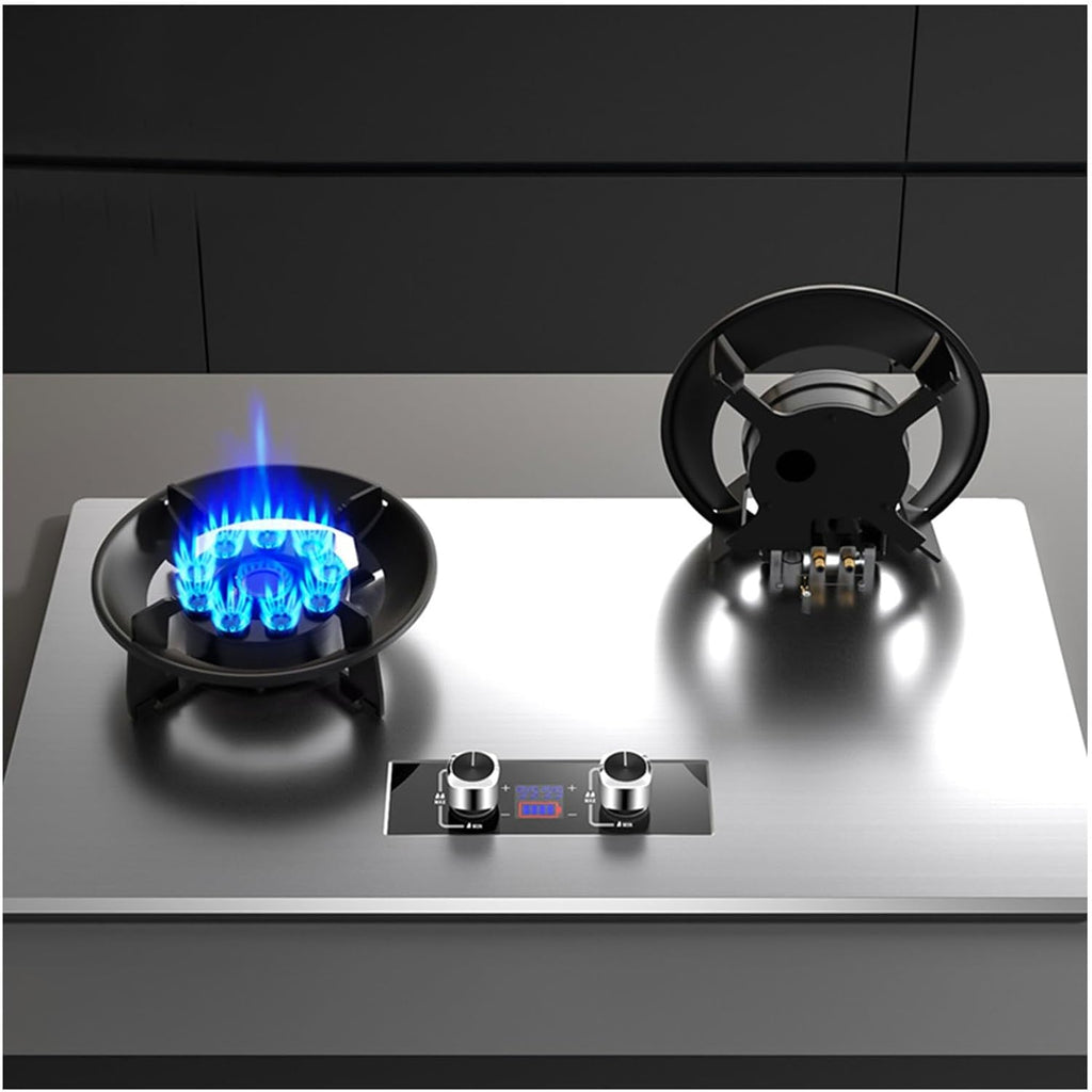 Countertop/Built-in Gas Cooktop,17742 BTU Two Burner Stainless Steel Gas Stove,Easy to Clean,Suitable fFor Home Commercial(LPG)(NG) (Size : LPG), 18648